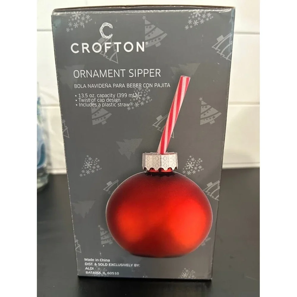 Lot of 2- Crofton Ornament Sipper 13.5oz with straw NEW‎